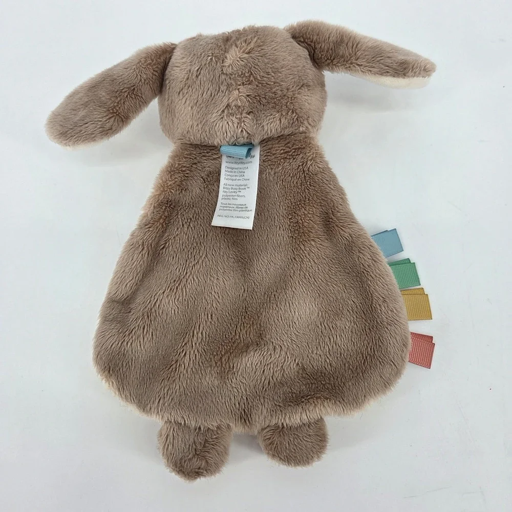 Itzy Ritzy Bitzy Lovey Bunny Brown Sherpa Crinkle Plush Security Blanket Tags